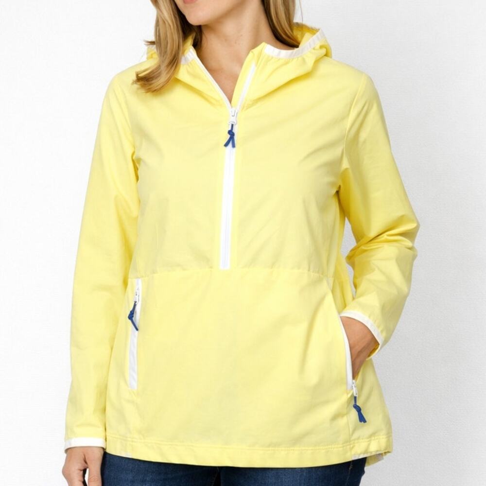 Talbots Half Zip Hooded Anorak Windbreaker Pullover Yellow Size Small